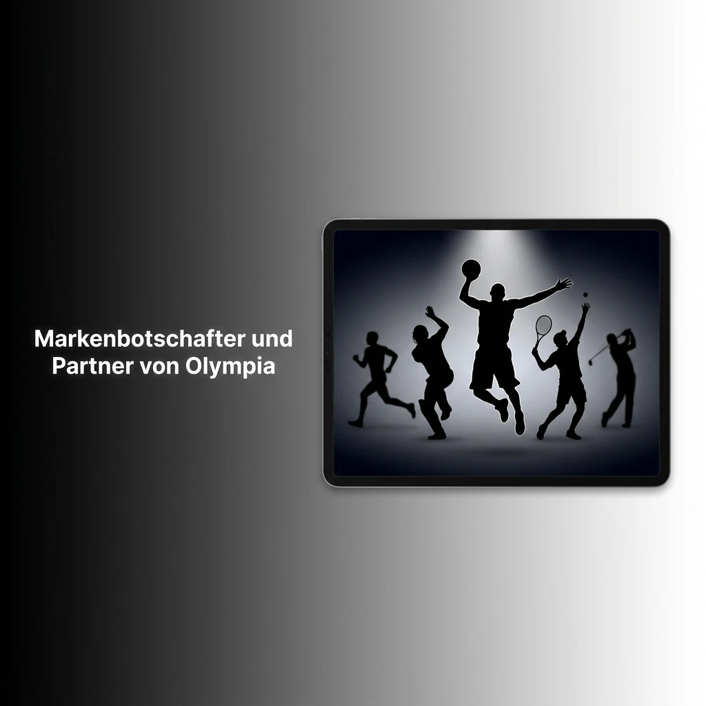 Sports brand ambassadors and partners logos representing fairness, passion, excellence in German sports betting platform Olympia