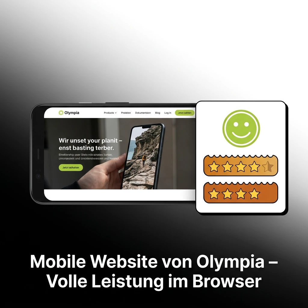 Olympia mobile website on smartphone browser showing sports betting and casino features, no download required