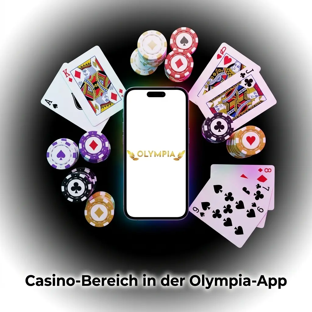 Casino-Bereich der Olympia-App mit Slots, Tischspielen und Live-Casino auf dem Startbildschirm