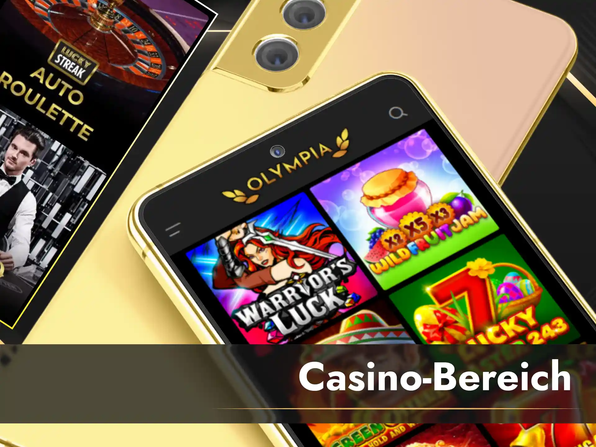 Spiele spannende Slots und Tischspiele mobil in der Olympia App.