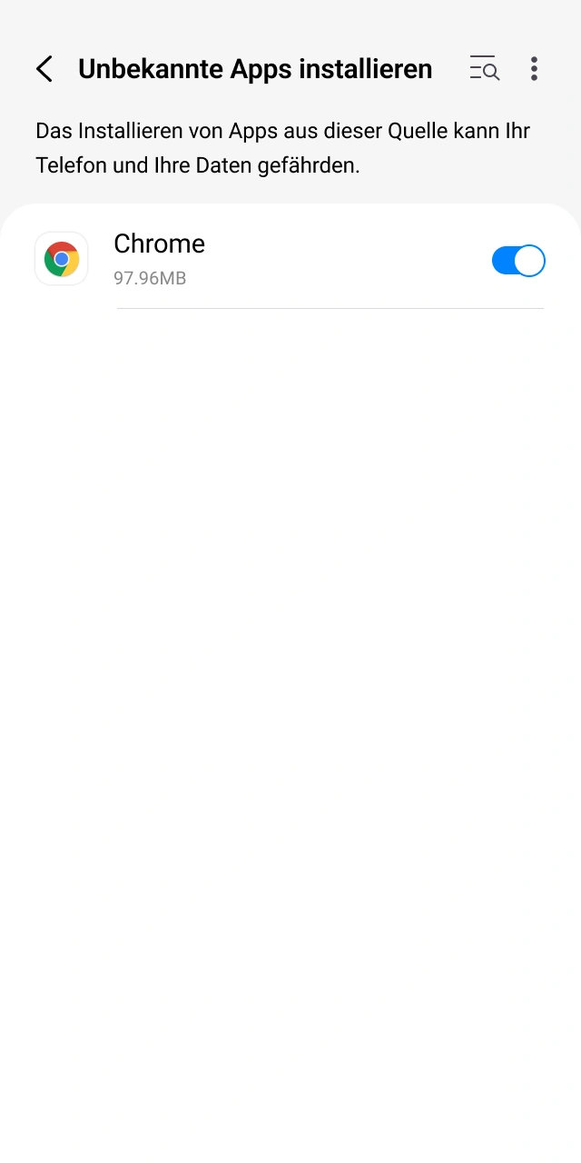 Erlaube die Installation aus unbekannten Quellen auf deinem Android Gerät für Olympia.