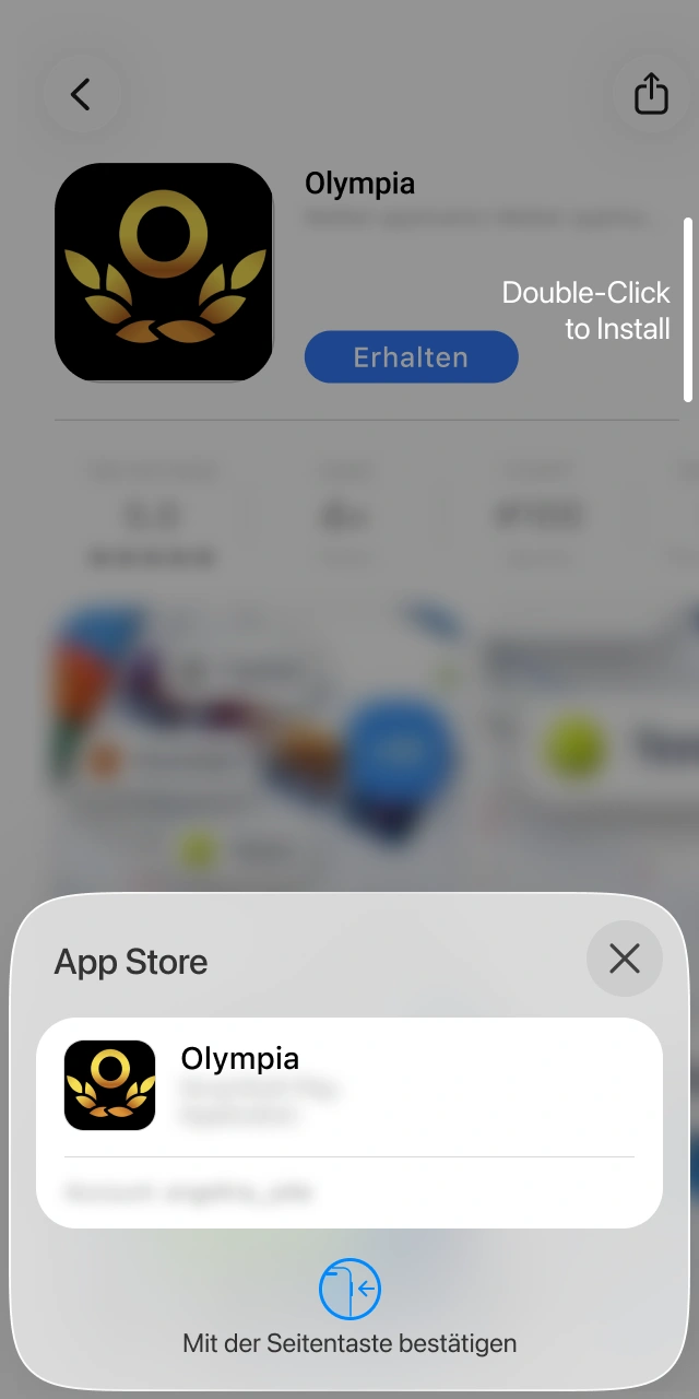 Bestätige deine Identität via Face ID für die Olympia iOS App.
