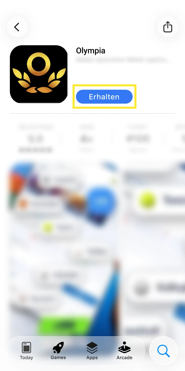 Klicke auf Laden um die Olympia App auf iOS einzurichten.