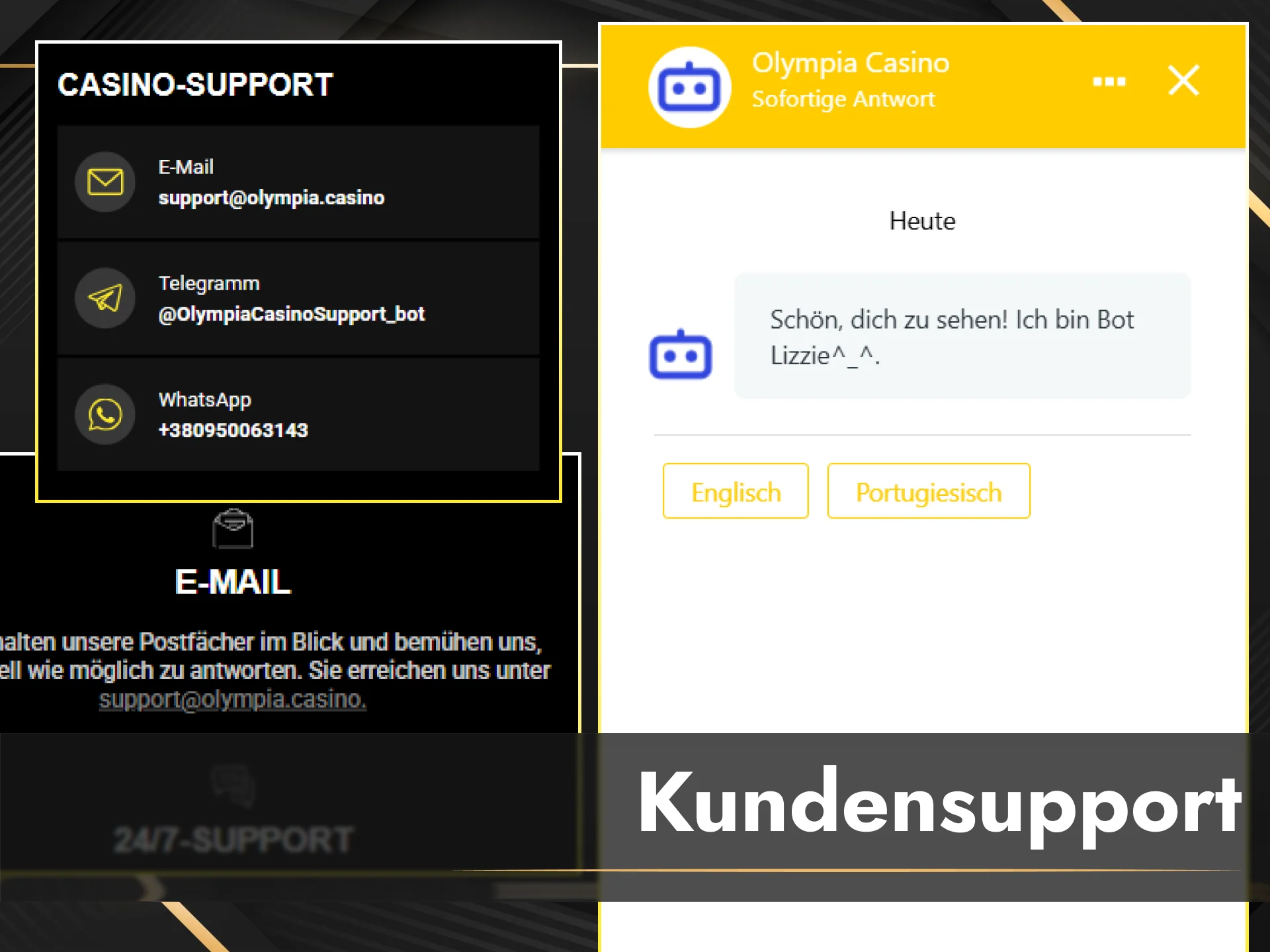 Kontaktmöglichkeiten und Kundenservice für Hilfe und Support bei Olympia Deutschland.