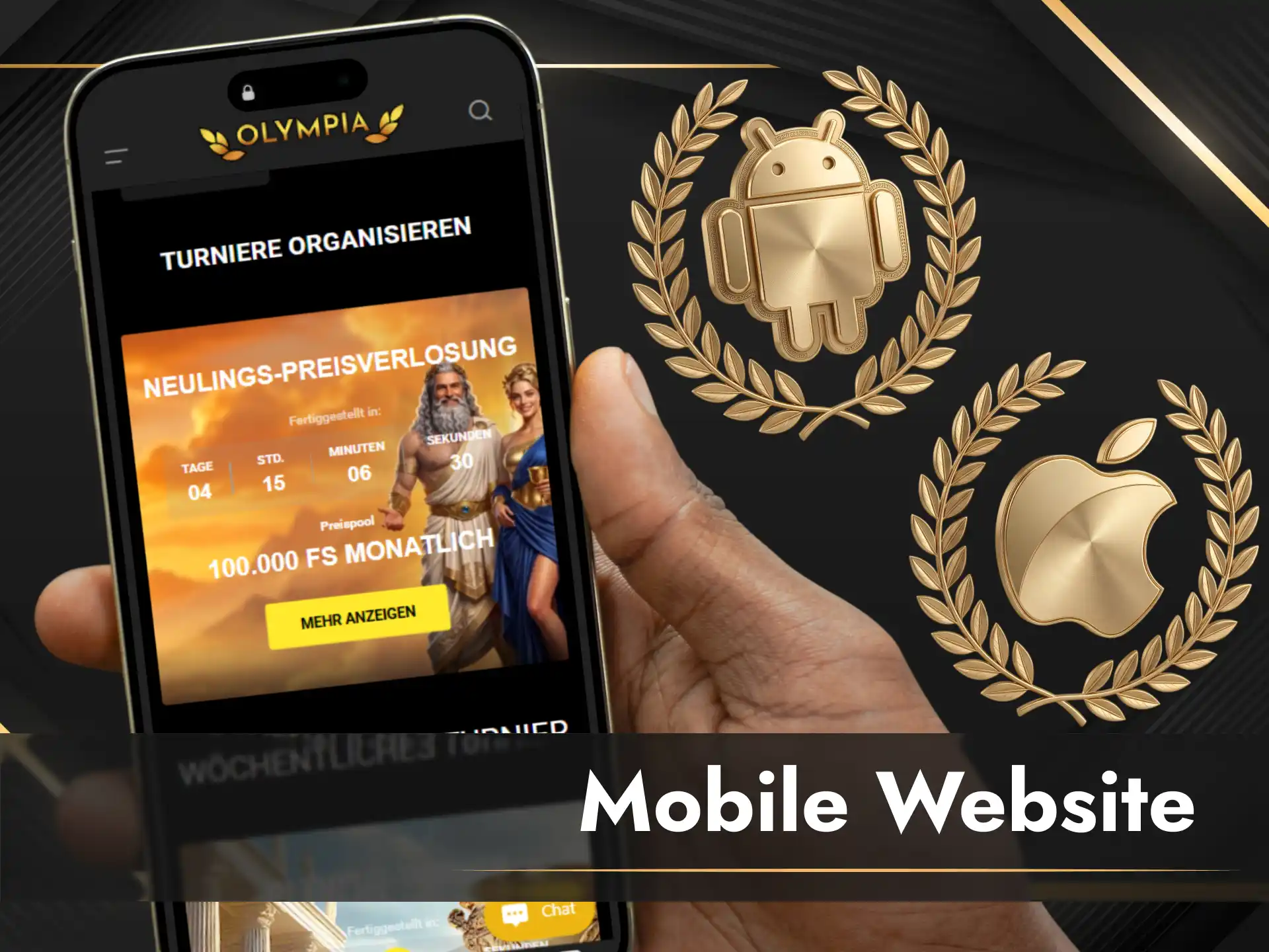 Mobile Optimierung und Leistung der Olympia Website im Smartphone-Browser.
