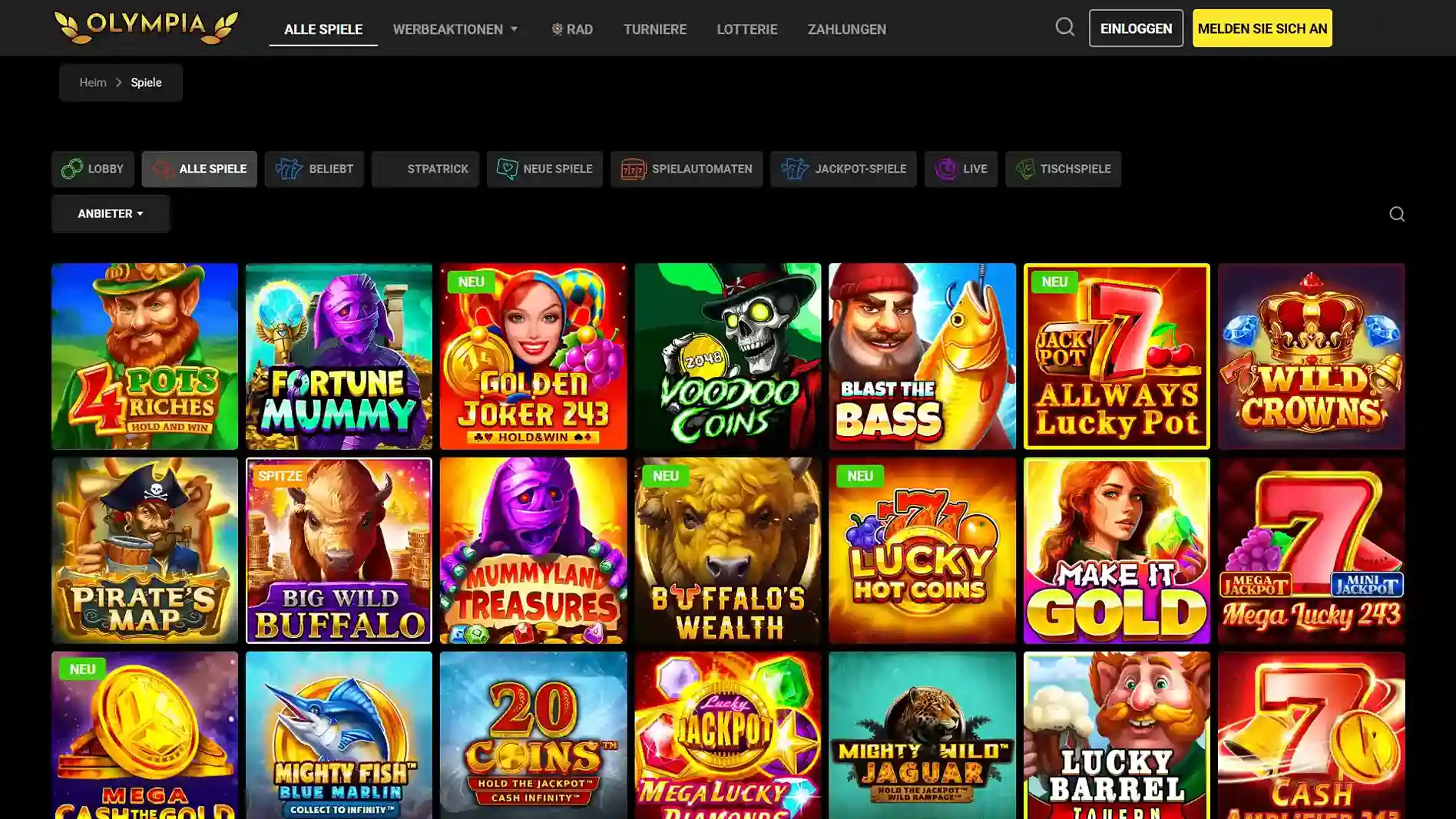 Erkunde das Olympia Casino und spiele die besten Online Slots.