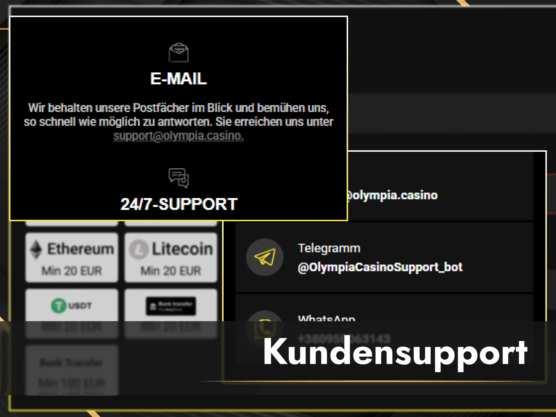 Wende dich bei Auszahlungsfragen direkt an den Olympia Kundensupport.